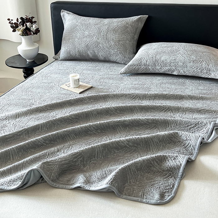 91家纺网 家纺一手货源 找家纺 蓝邻家纺 2025新款PE提花床笠凉席-涂鸦系列 涂鸦-浅灰