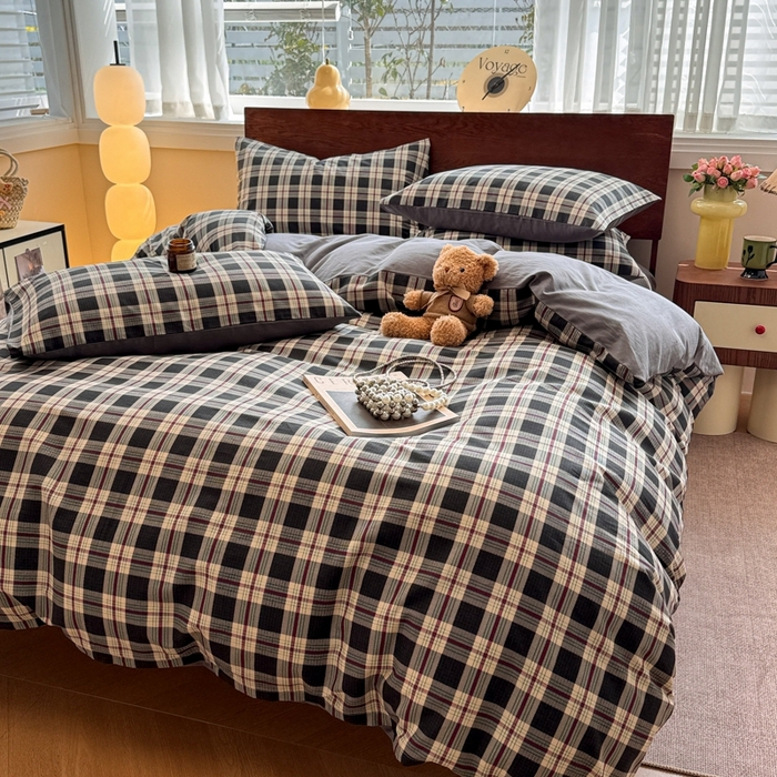 91家纺网 家纺一手货源 找家纺 （总）呗旺鹿 2025新款学生季全棉纯棉40支跑量款巴恩风四件套