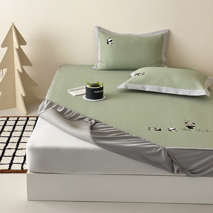 91家纺网 家纺一手货源 找家纺 （总）由有家居 2025新款新品A类PE高凉感分子进口刺绣豆豆凉席三件套