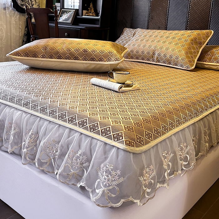 91家纺网 家纺一手货源 找家纺 （总）网红馆 2025新款花边冰藤席凉席-夏之语床笠款