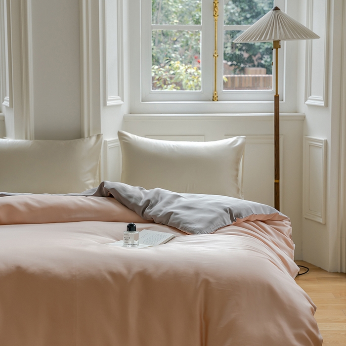 91家纺网 家纺一手货源 找家纺 咏绒家纺工厂店 2025新款60支奥地利兰精天丝单品系列--单被套 月光色-岩石灰