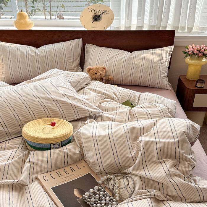 91家纺网 家纺一手货源 找家纺 呗旺鹿 2025新款学生季全棉纯棉40支跑量款巴恩风四件套 西塔茶