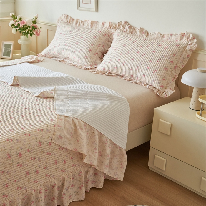 91家纺网 家纺一手货源 找家纺 恒爱家纺 2024新款全棉甜美少女单床盖 夏醉浅梦