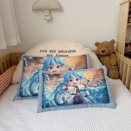 纽乐家纺 2025新款卡通5D数码印花哪吒周边儿童冰丝乳胶凉枕枕套枕芯 哪吒-4