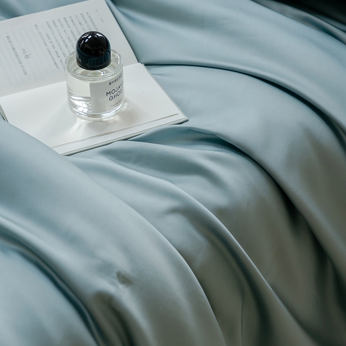 91家纺网 家纺一手货源 找家纺 咏绒家纺工厂店 2025新款60支奥地利兰精天丝单品系列--单被套 天空蓝-浅艾绿