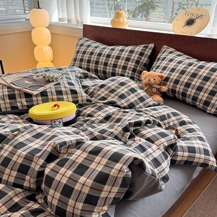 91家纺网 家纺一手货源 找家纺 （总）呗旺鹿 2025新款学生季全棉纯棉40支跑量款巴恩风四件套