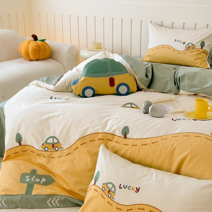 91家纺网 家纺一手货源 找家纺 （总）西西家居 2025新款100支澳棉纯棉四件套-汽车小队