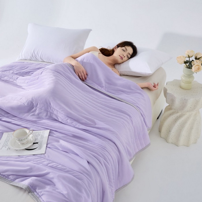 91家纺网 家纺一手货源 找家纺 亚龙工厂店2025新款temu希音跨境外贸常年不断货薄荷丝冰淇淋凉感丝空调被 高级紫（条纹款）