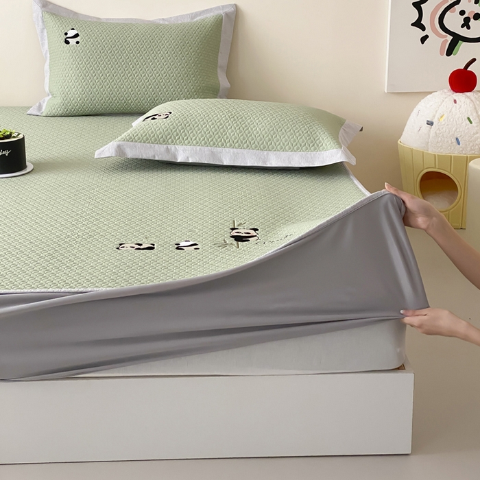 91家纺网 家纺一手货源 找家纺 （总）由有家居 2025新款新品A类PE高凉感分子进口刺绣豆豆凉席三件套