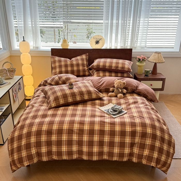 91家纺网 家纺一手货源 找家纺 呗旺鹿 2025新款学生季全棉纯棉40支跑量款巴恩风四件套 洛可可