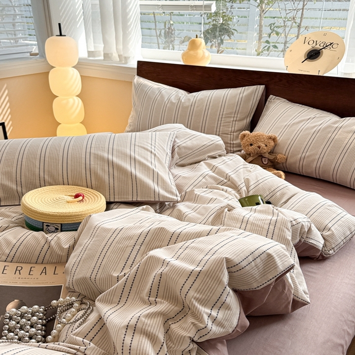 91家纺网 家纺一手货源 找家纺 呗旺鹿 2025新款学生季全棉纯棉40支跑量款巴恩风四件套 西塔茶