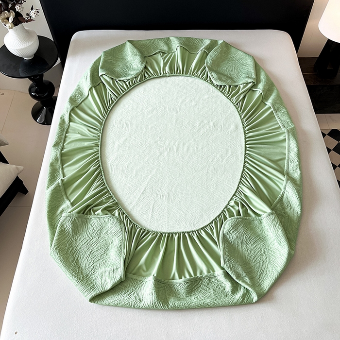 91家纺网 家纺一手货源 找家纺 蓝邻家纺 2025新款PE提花床笠凉席-涂鸦系列 涂鸦-绿