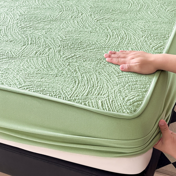 91家纺网 家纺一手货源 找家纺 蓝邻家纺 2025新款PE提花床笠凉席-涂鸦系列 涂鸦-绿