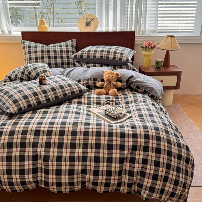 91家纺网 家纺一手货源 找家纺 （总）呗旺鹿 2025新款学生季全棉纯棉40支跑量款巴恩风四件套