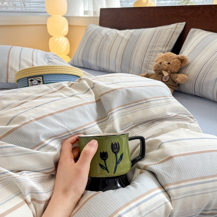 91家纺网 家纺一手货源 找家纺 呗旺鹿 2025新款学生季全棉纯棉40支跑量款巴恩风四件套 克洛伊