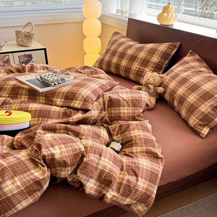 91家纺网 家纺一手货源 找家纺 呗旺鹿 2025新款学生季全棉纯棉40支跑量款巴恩风四件套 洛可可