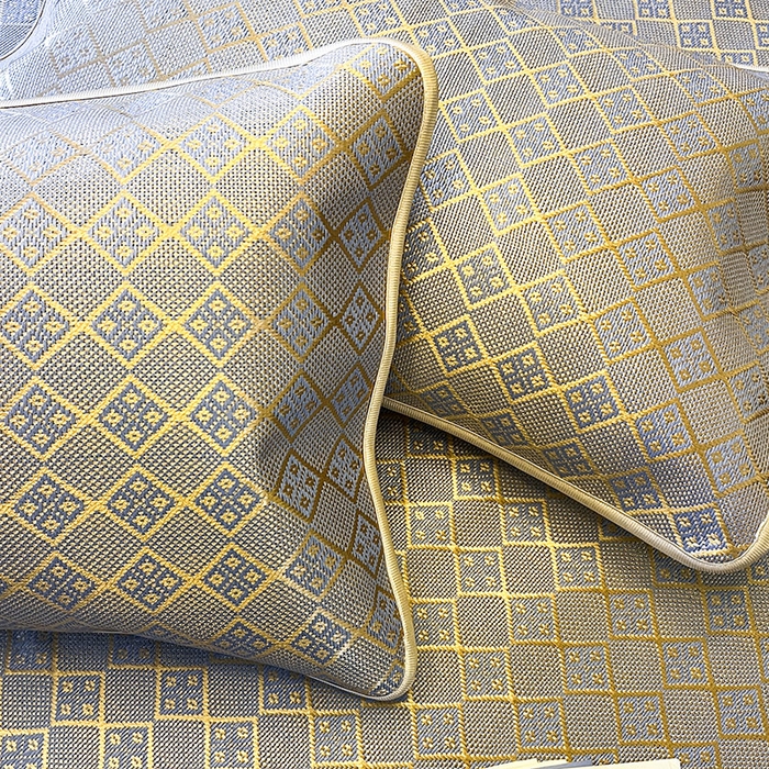 91家纺网 家纺一手货源 找家纺 麒豆豆 2025新款花边床笠款冰藤席-夏之语 烟色