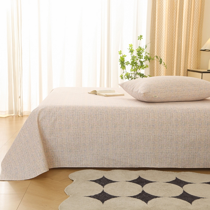 91家纺网 家纺一手货源 找家纺 棉乐町家居 2025新款锦柔老粗布床单老粗布凉席三件套漫莎