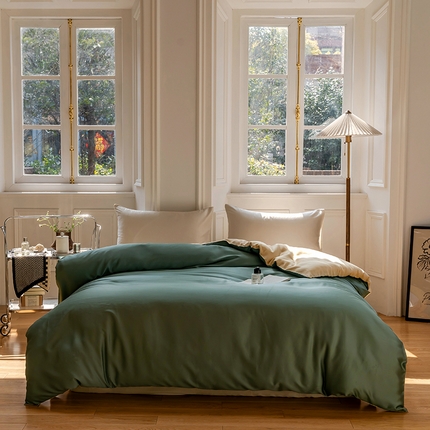 咏绒家纺工厂店 2025新款60支奥地利兰精天丝单品系列--单被套 天青色-香槟金