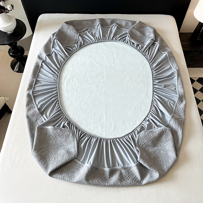 91家纺网 家纺一手货源 找家纺 蓝邻家纺 2025新款PE提花床笠凉席-涂鸦系列 涂鸦-浅灰