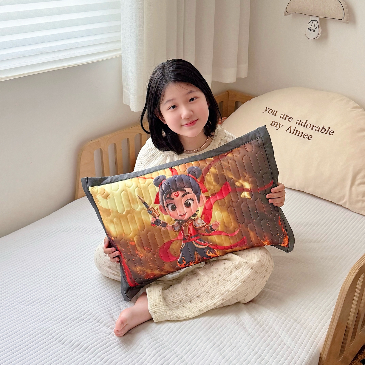 91家纺网 家纺一手货源 找家纺 纽乐家纺 2025新款卡通5D数码印花哪吒周边儿童冰丝乳胶凉枕枕套枕芯 哪吒-2