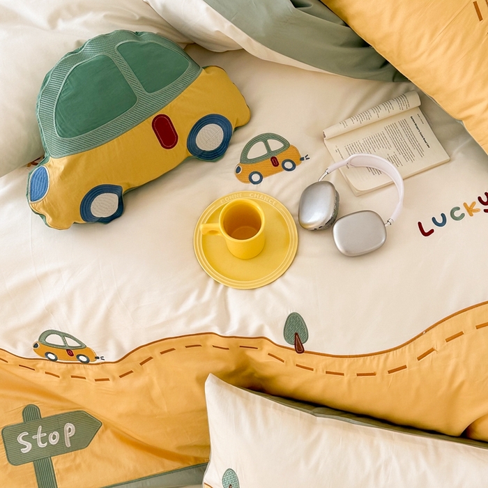 91家纺网 家纺一手货源 找家纺 （总）西西家居 2025新款100支澳棉纯棉四件套-汽车小队