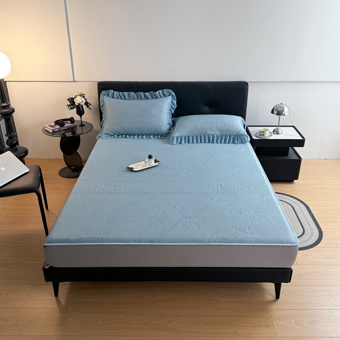 91家纺网 家纺一手货源 找家纺 2025新款凉感冰豆豆凉席床笠凉席席子-花之恋系列凉豆豆床笠花之恋系列 花之恋-兰色