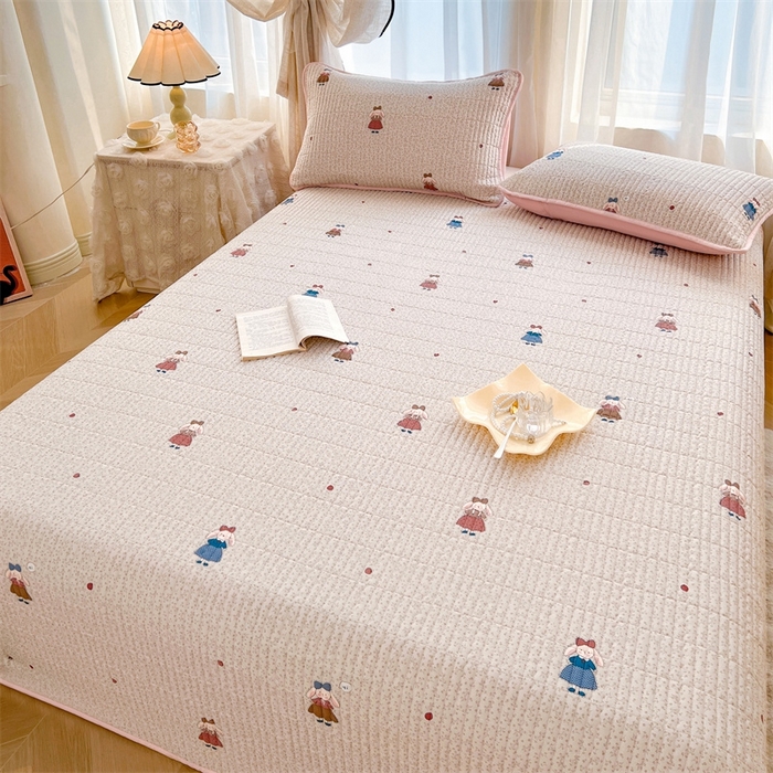 91家纺网 家纺一手货源 找家纺 恒爱 2025新款全棉印花单床盖 公主兔-浅咖