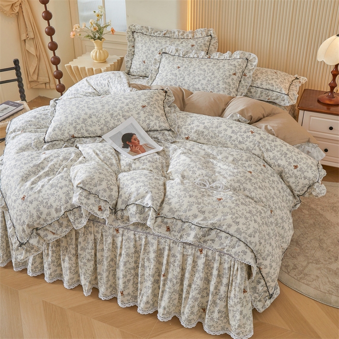 91家纺网 家纺一手货源 找家纺 2025新款韩版全棉公主风床裙单品 奥罗拉