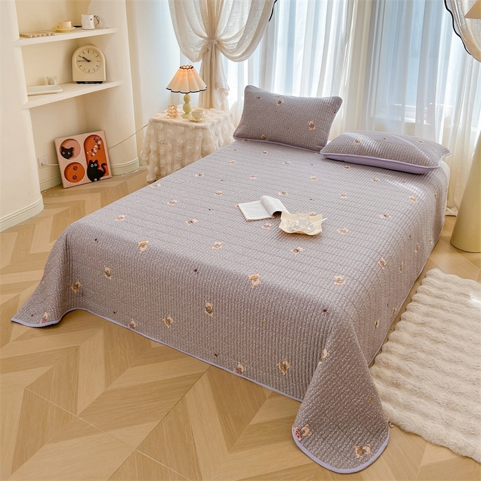 91家纺网 家纺一手货源 找家纺 恒爱 2025新款全棉印花单床盖 呆萌熊-浅咖