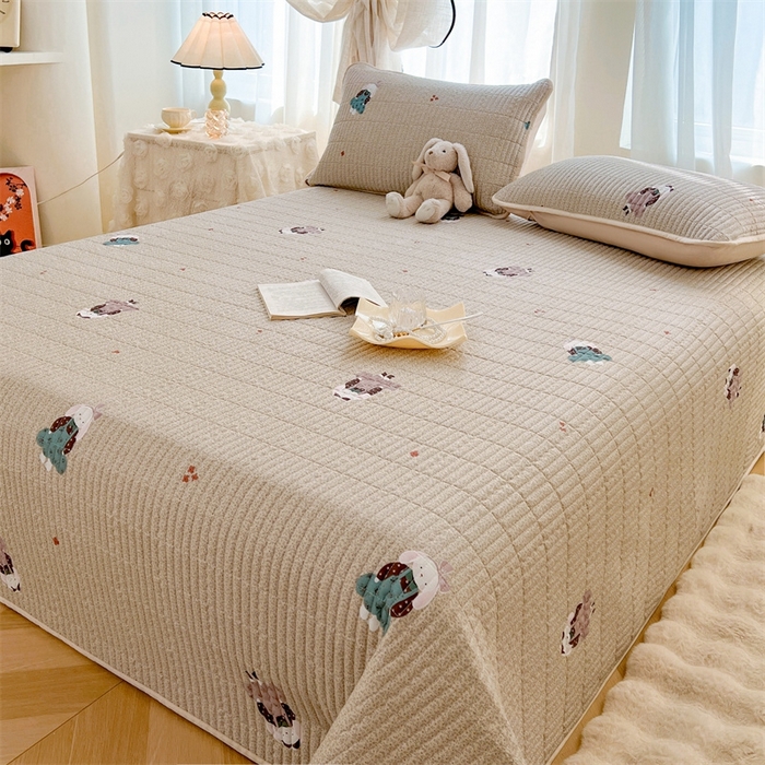 91家纺网 家纺一手货源 找家纺 恒爱 2025新款全棉印花单床盖 安哥拉公主-浅咖