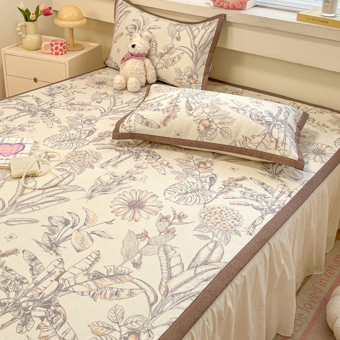 91家纺网 家纺一手货源 找家纺 慕澄家纺 2025新款小清新印花真冰藤系列凉席床席款 床席-丛林