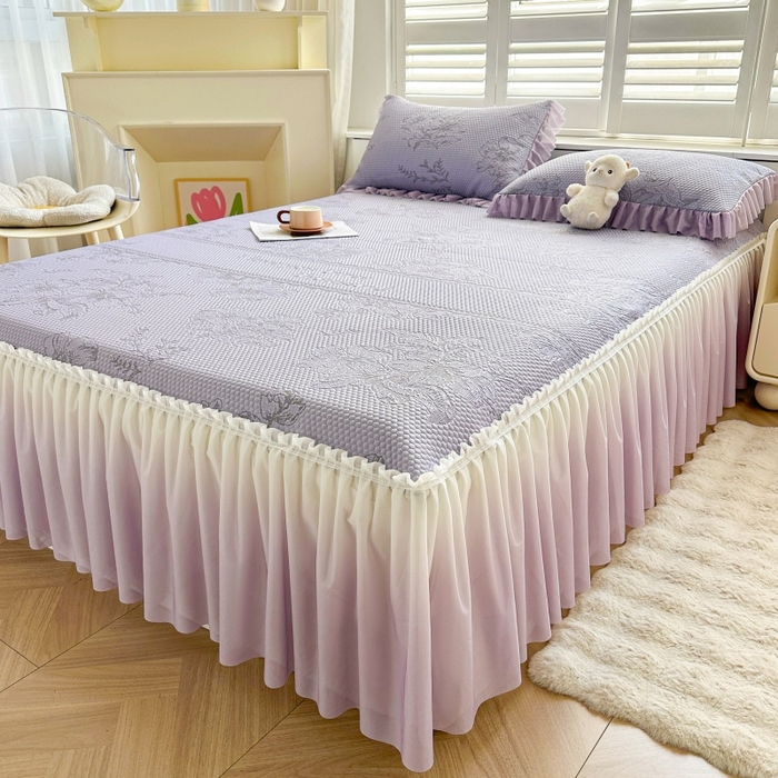 91家纺网 家纺一手货源 找家纺 2025新款冰豆豆凉感床裙凉席席子-花之恋系列冰豆豆床裙凉席-花之恋系列 花之恋-紫色