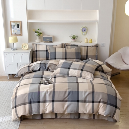 优品阁 2024新款全棉磨毛四件套 曼迪-咖