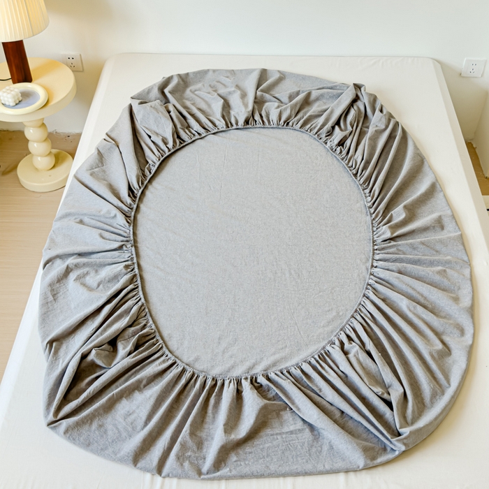 91家纺网 家纺一手货源 找家纺 2025新款全棉色织水洗棉床单床笠 青灰 床笠款