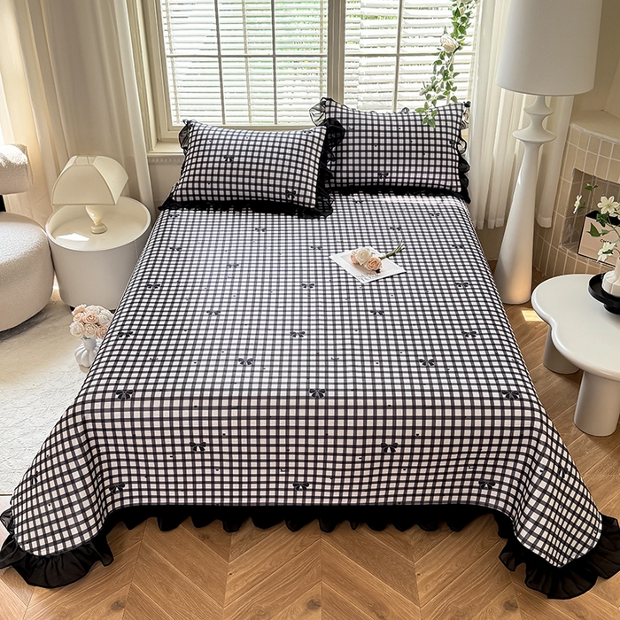 91家纺网 家纺一手货源 找家纺 大麦家纺 2025新款碳光冰丝软凉席夏被四件套 清格