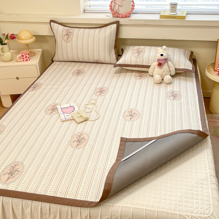 91家纺网 家纺一手货源 找家纺 慕澄家纺 2025新款小清新印花真冰藤系列凉席床席款 床席-意境