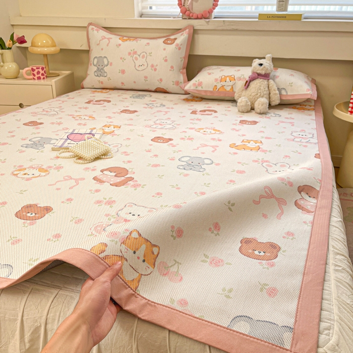 91家纺网 家纺一手货源 找家纺 （总）慕澄家纺 2025新款小清新印花真冰藤系列凉席床席款