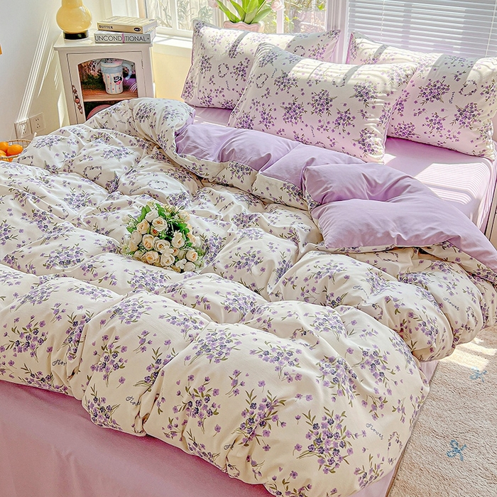 91家纺网 家纺一手货源 找家纺 （总）2025新款水洗云朵糯糯棉简约风ins风小碎花被套床单款床笠款三四件套