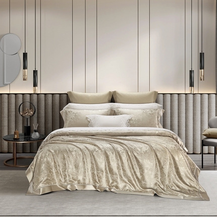 91家纺网 家纺一手货源 找家纺 赫本真丝馆（珍丝纺） 2025新款真丝提花系列四件套 比林斯