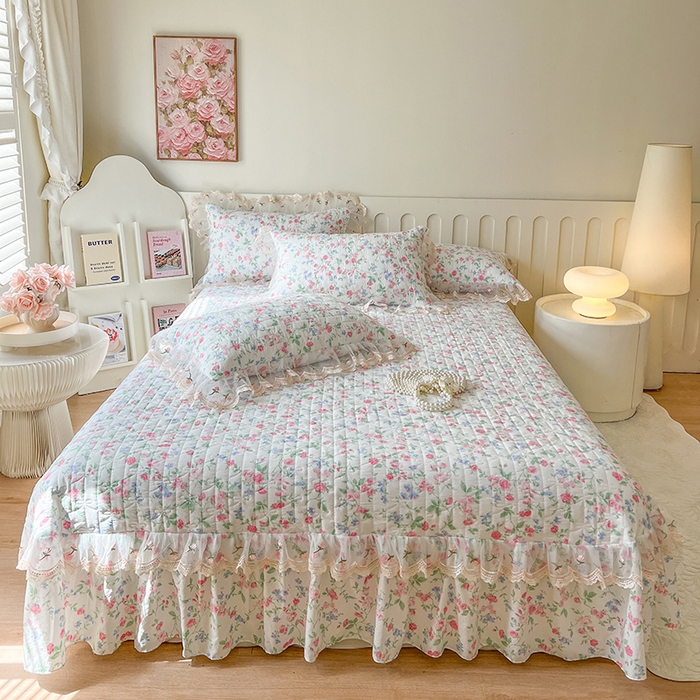 91家纺网 家纺一手货源 找家纺 网红馆 2025新款水洗棉印花床盖四件套 春不晚