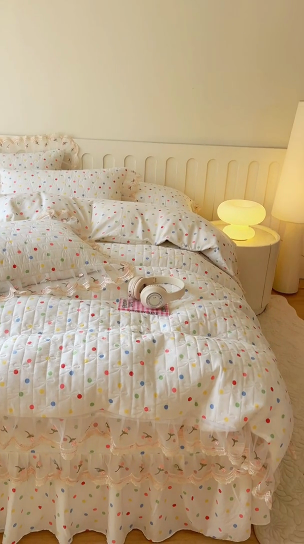 91家纺网 家纺一手货源 找家纺 网红馆 2025新款水洗棉印花床盖四件套 蝴蝶结