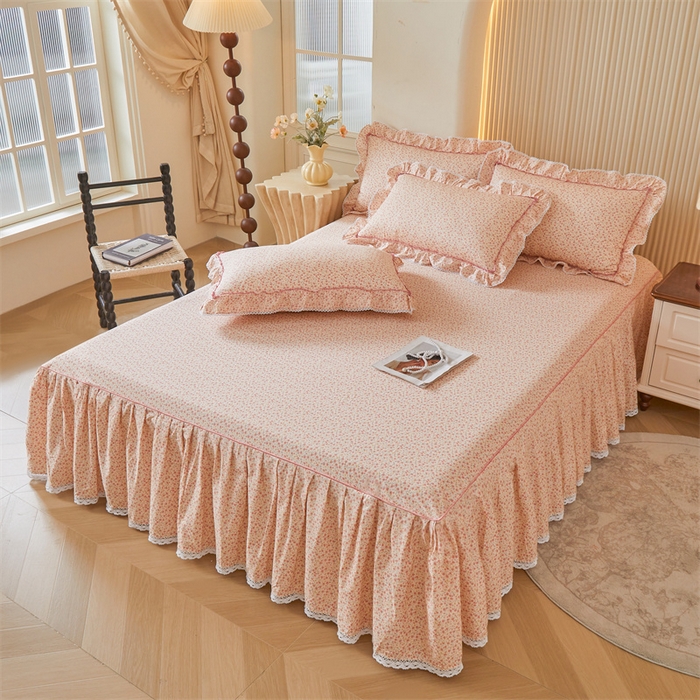 91家纺网 家纺一手货源 找家纺 2025新款韩版全棉公主风床裙单品 美娜