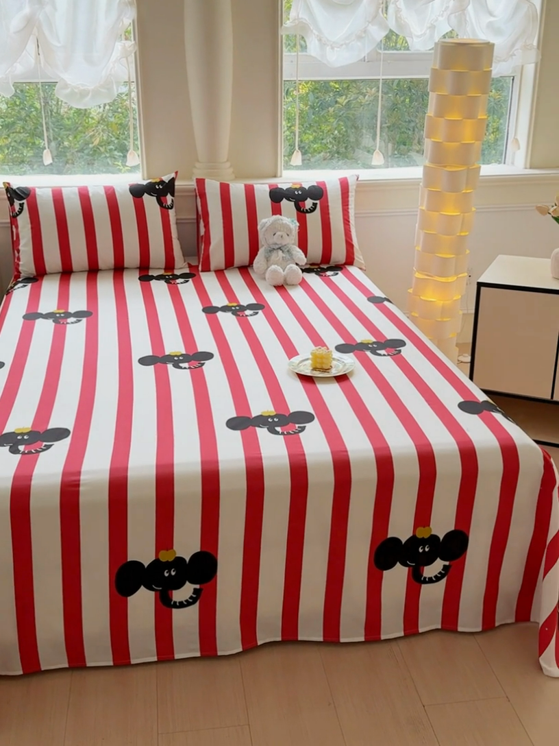 91家纺网 家纺一手货源 找家纺 2025新款全棉床单床笠 嘟嘟小象 床单款