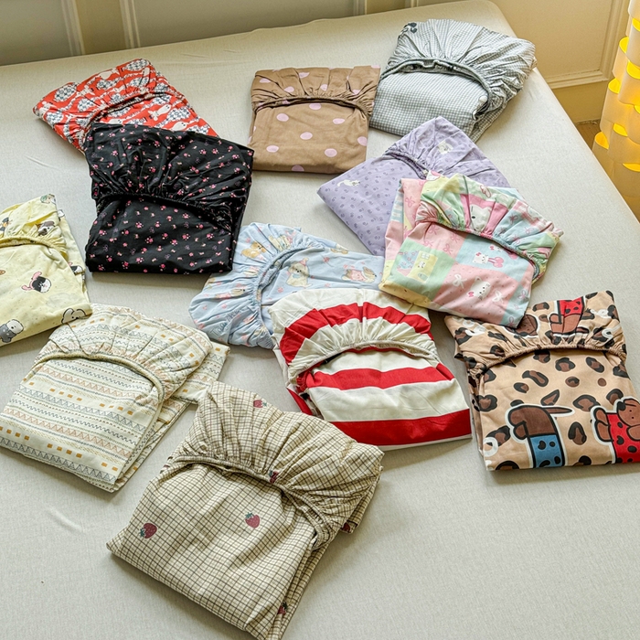 91家纺网 家纺一手货源 找家纺 2025新款全棉床单床笠 叠拍图