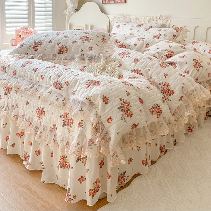 91家纺网 家纺一手货源 找家纺 网红馆 2025新款水洗棉印花床盖四件套 繁花似锦