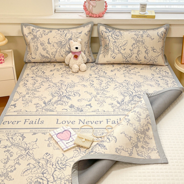 91家纺网 家纺一手货源 找家纺 慕澄家纺 2025新款小清新印花真冰藤系列凉席床席款 床席-洛克庄园