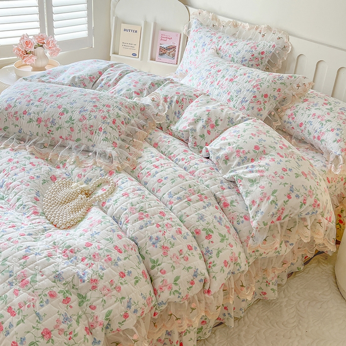 91家纺网 家纺一手货源 找家纺 网红馆 2025新款水洗棉印花床盖四件套 春不晚