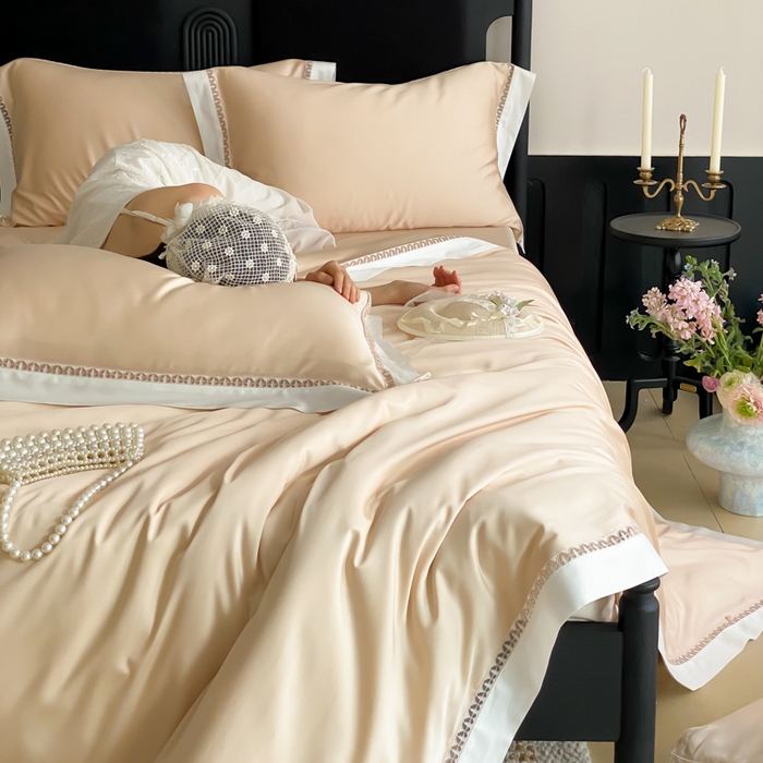 91家纺网 家纺一手货源 找家纺 云栖家居 2025天丝棉镂空四件套-观夏 观夏-香槟