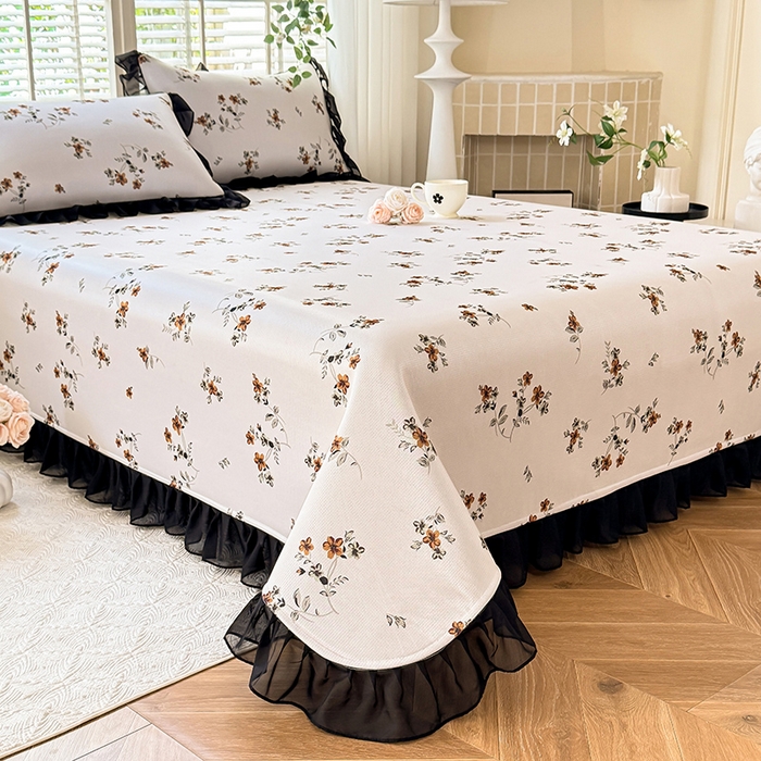 91家纺网 家纺一手货源 找家纺 大麦家纺 2025新款碳光冰丝软凉席夏被四件套 秋之寄语